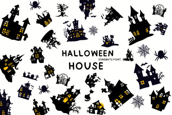 Halloween House Dingbats Font for Handmade Products